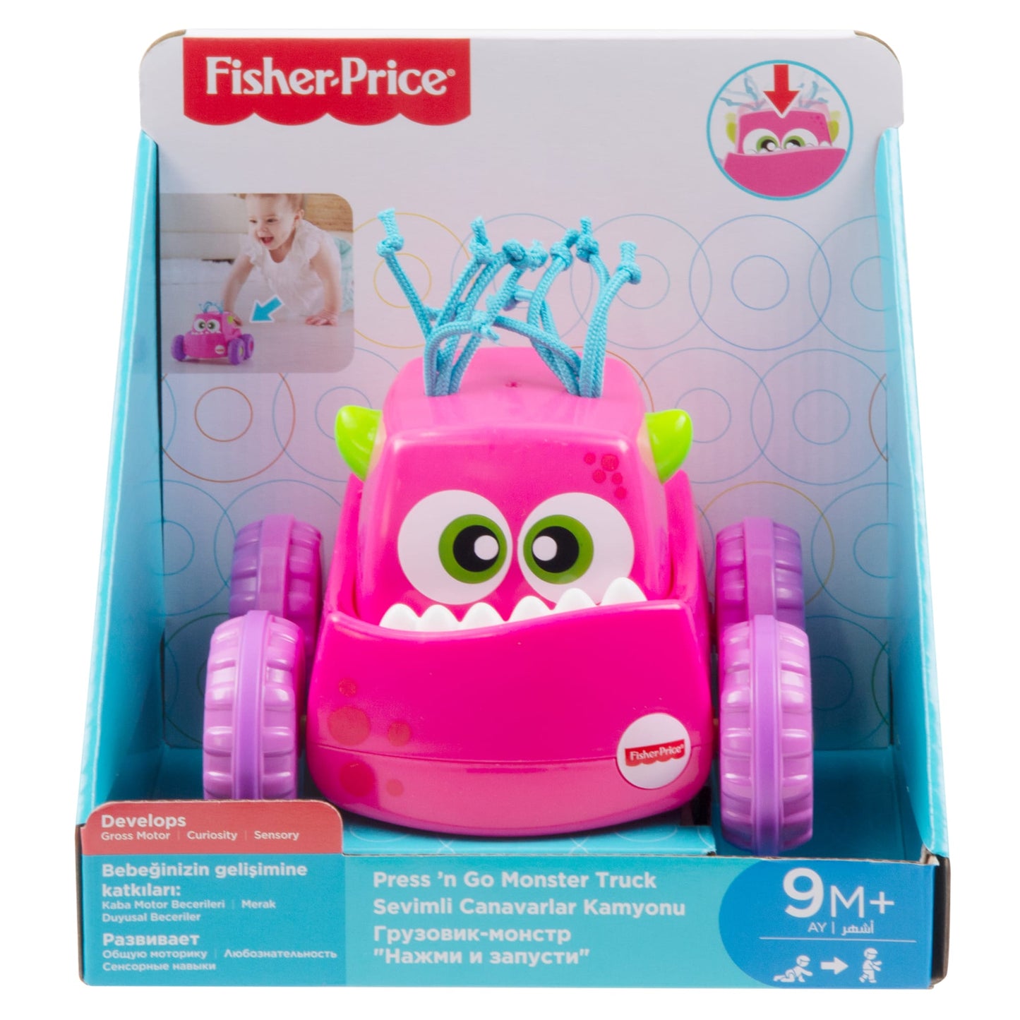 Fisher-Price Juguete para Beb¨¦s Monstruo Presiona Y Persigue Rosa