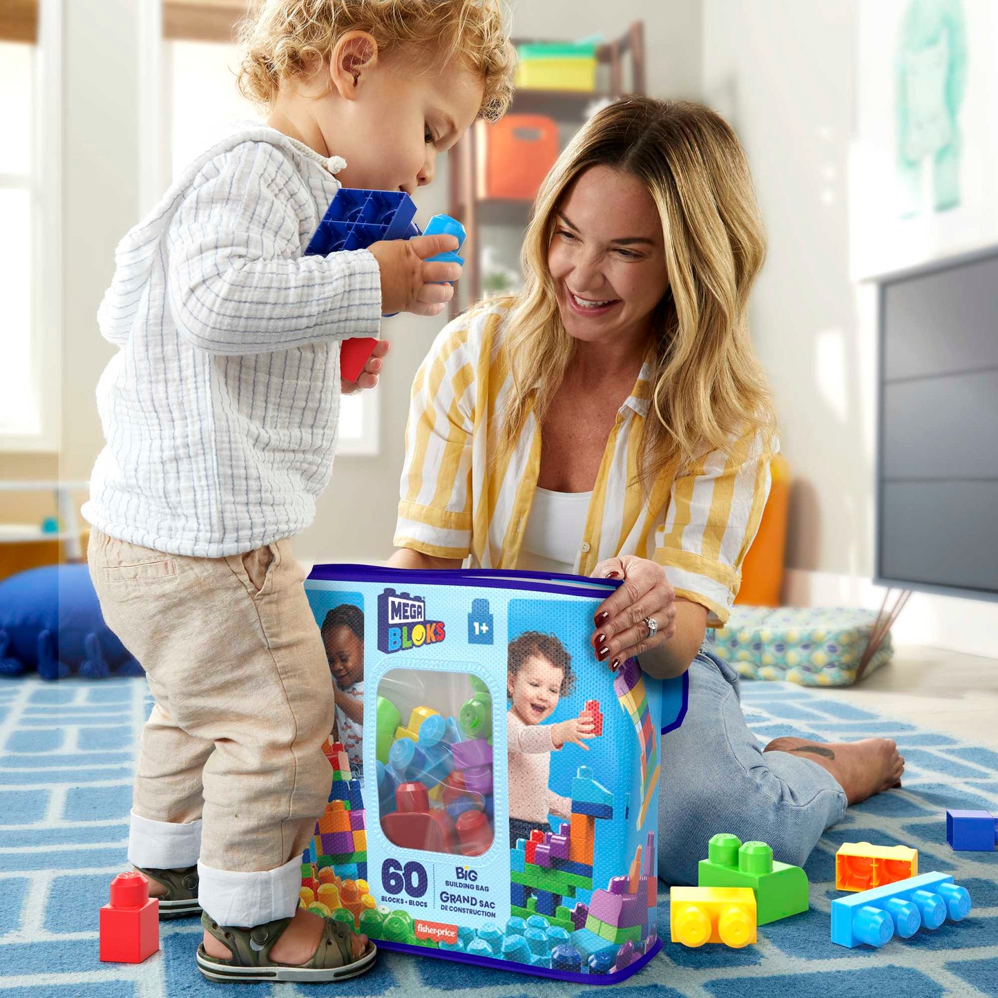 Mega Bloks Jogo de Constru??o Bolsa de Constru??o de 60 pe?as azul