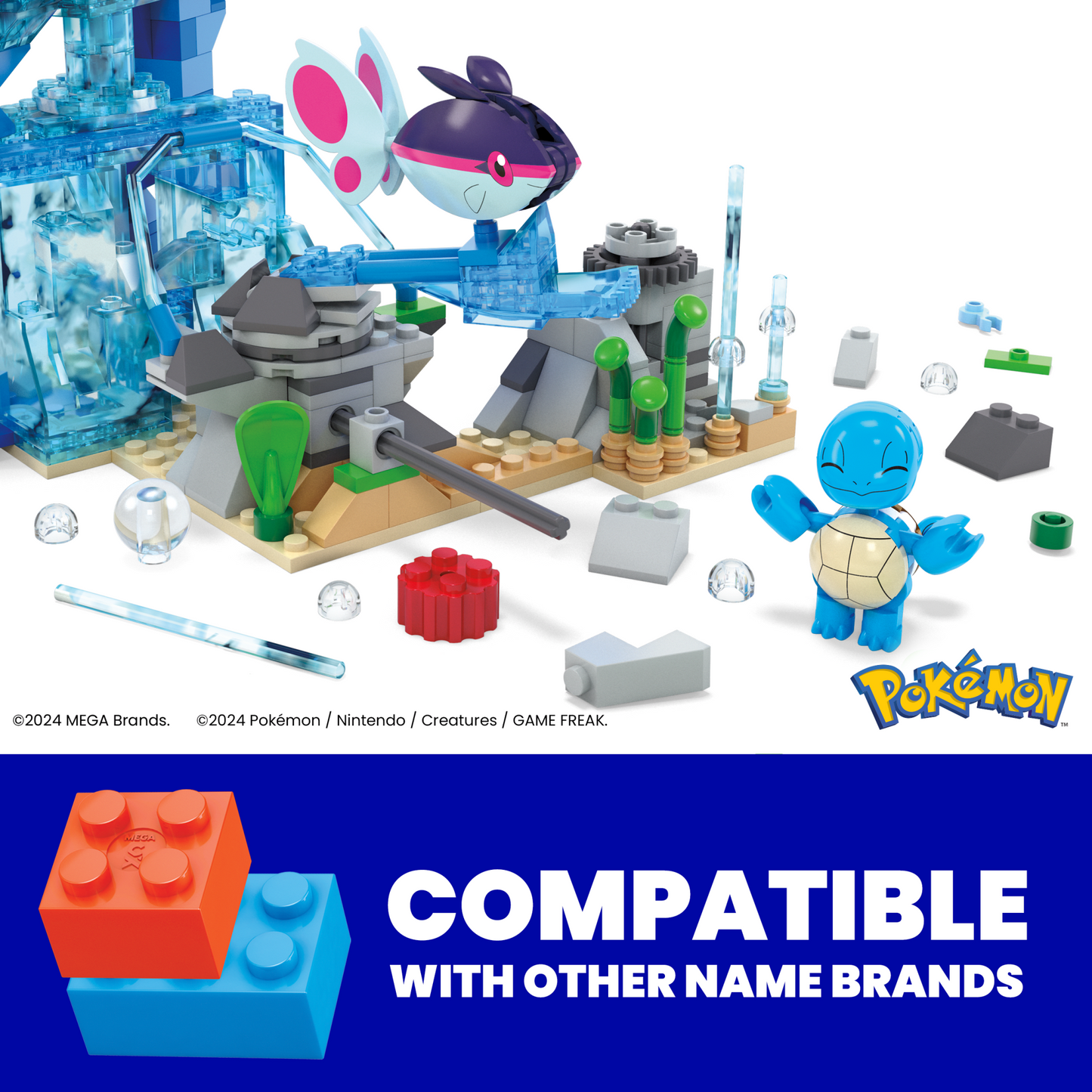 MEGA Pok¨¦mon Aquatic Adventure Building Toy Kit, With 3 Action Figures (319 Pieces) For Kids