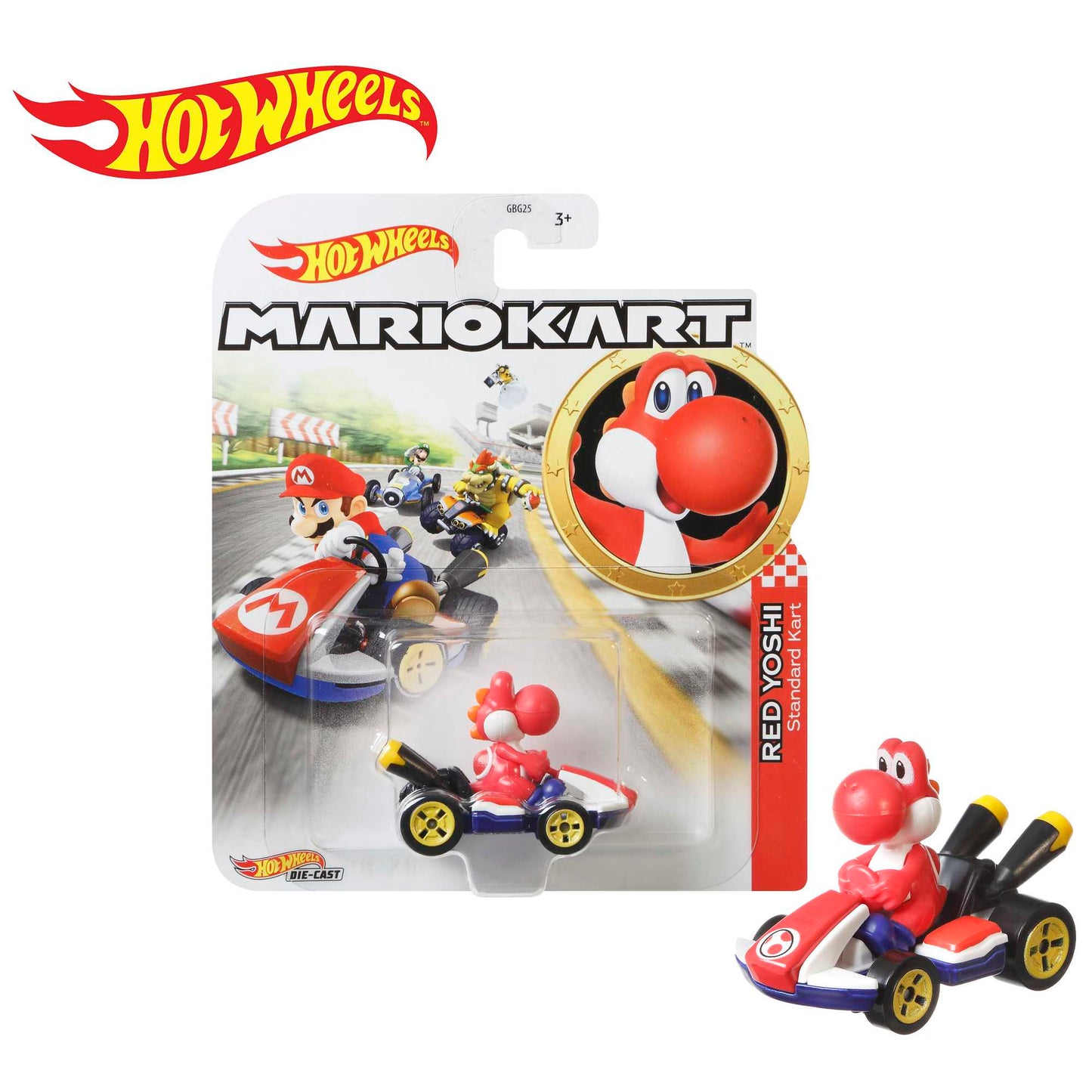 Hot Wheels Mario Kart Ve¨ªculo de Brinquedo Kart Padr?o Yoshi Vermelho