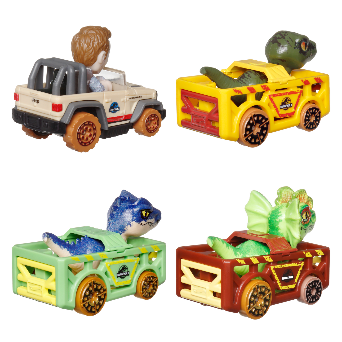 Hot Wheels RacerVerse Veh¨ªculo de Juguete Cuatro Autos de Carrera Jurassic World