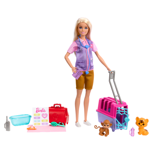 Barbie-Sauvetage D¡¯Animaux-Coffret Poup¨¦e Blonde et Accessoires