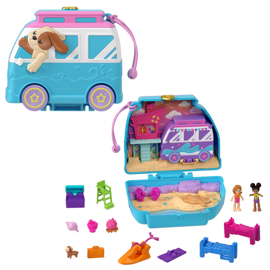 Pollypocket-Chiot ¨¤ La Plage-Coffret et Figurines, Jouet de Voyage