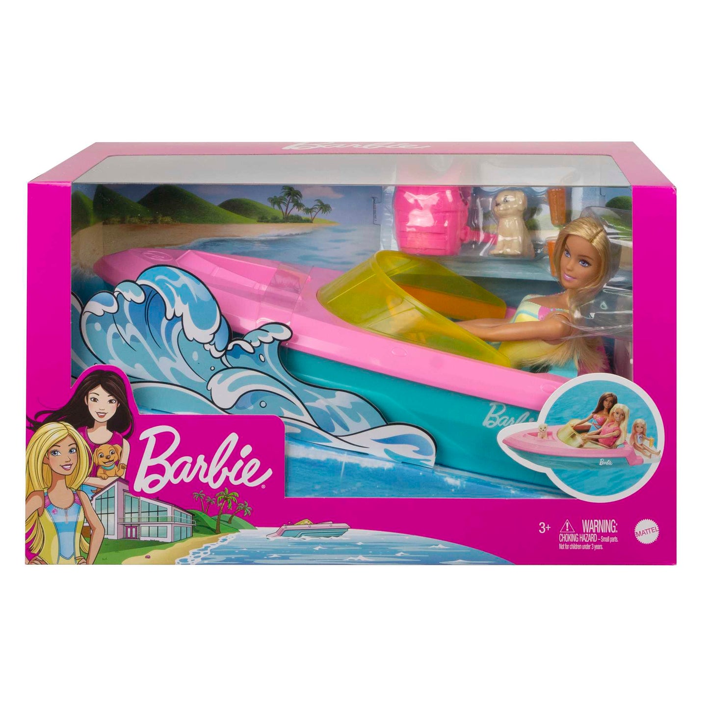 Barbie Conjunto de Brinquedo Barco aqu¨¢tico com Boneca