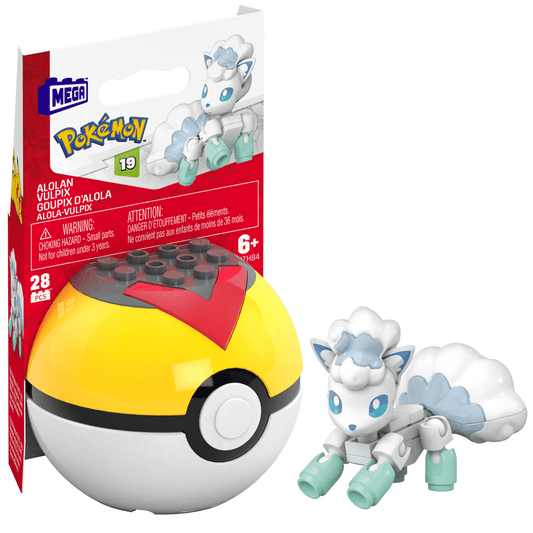 MEGA Pok¨¦mon Alolan Vulpix Building Toy Kit, Poseable Action Figure (28 Pieces) For Kids