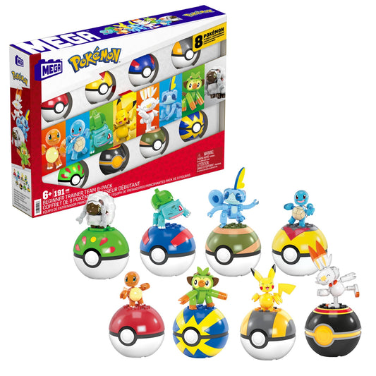 MEGA Pok¨¦mon Building Toy Kit With 8 Action Figures And Pok¨¦ Balls (191 Pieces) For Kids