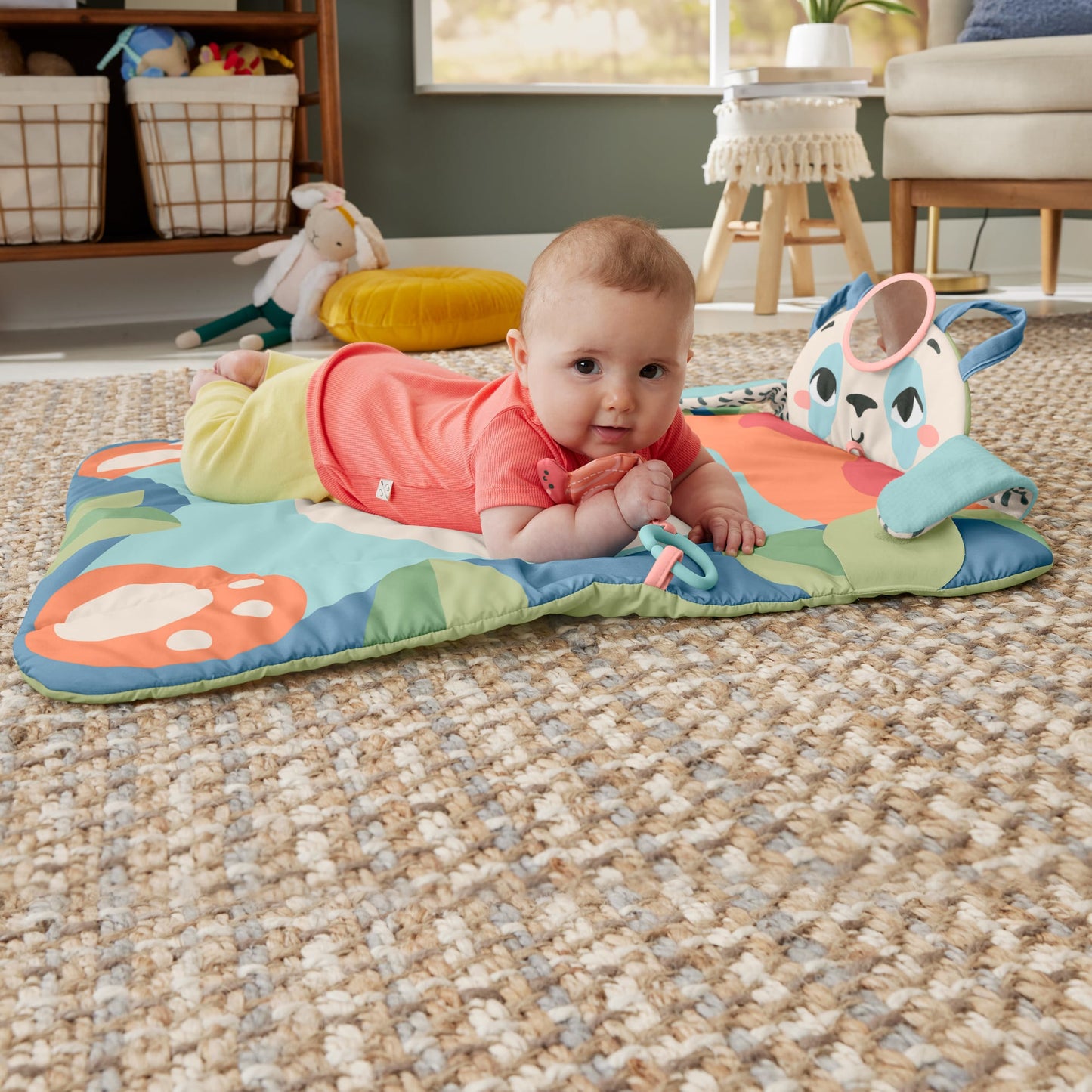 Fisher-Price  Planet Friends  Tapis D¡¯¨¦veil Panda ¨¤ Rouler, 2Jouets