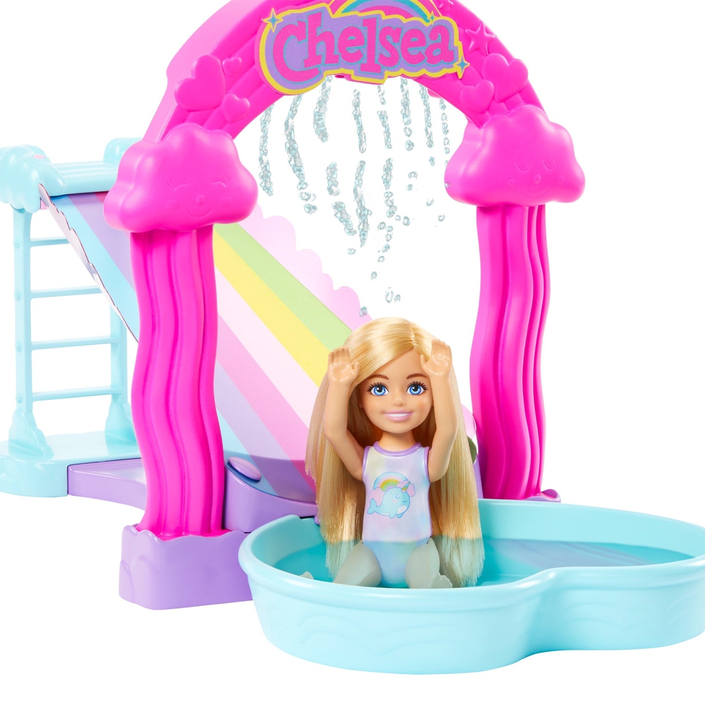 Barbie  Chelsea  Coffret de Jeu  Glissade D¡¯Eau Arc-en-Ciel