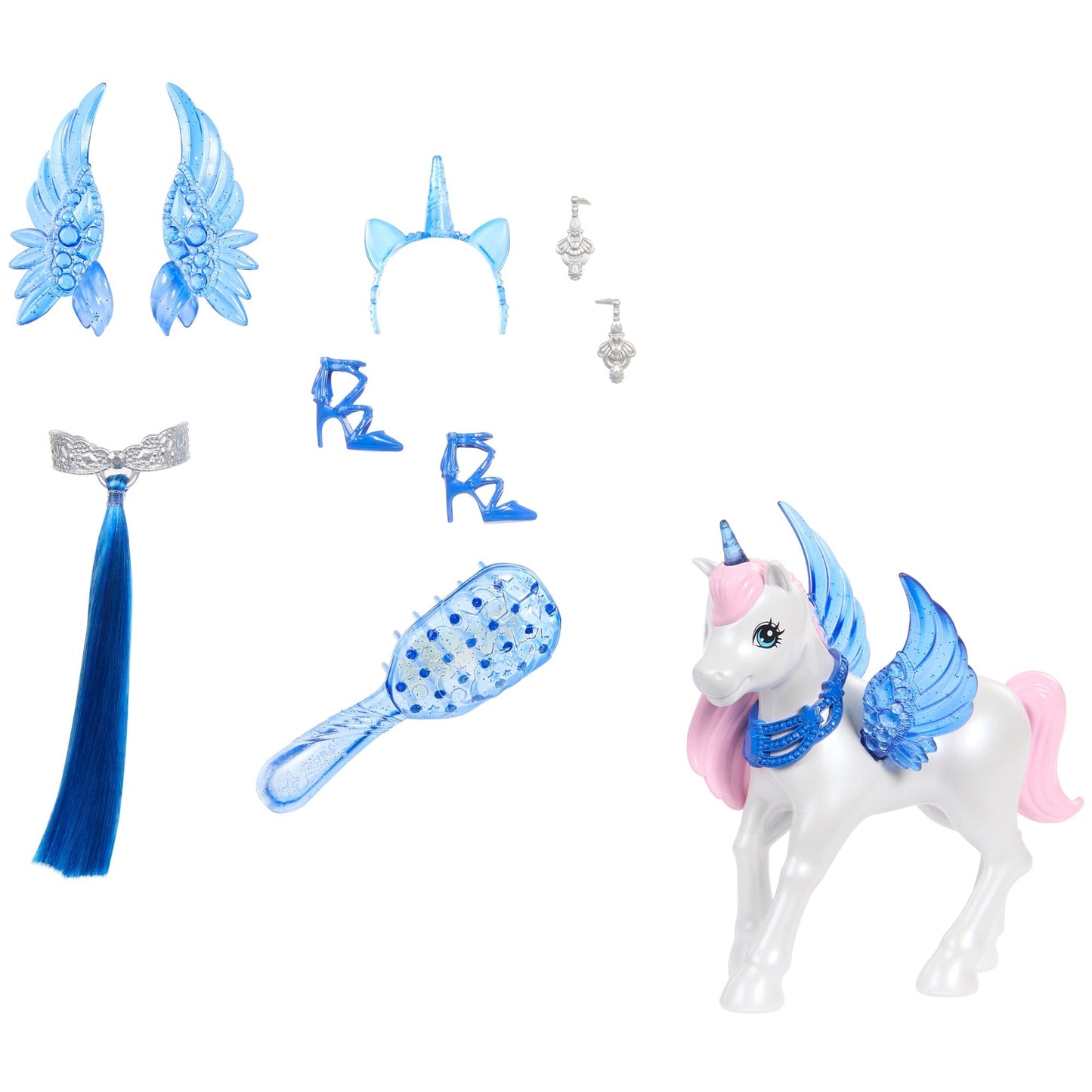 Barbie  65Anniversaire  Poup¨¦e et Animal  Licorne Ail¨¦e, Ch. Bleus