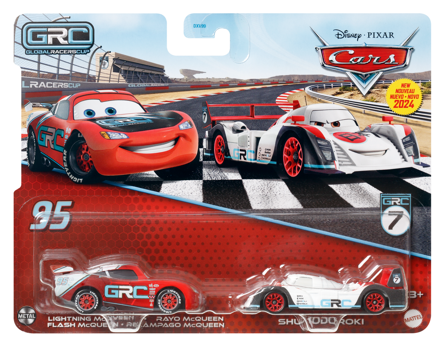 Carros da Disney e Pixar Diecast Ve¨ªculo de Brinquedo Pacote de 2 Shu Todoroki GRC & Relampago Mcqueen GRC