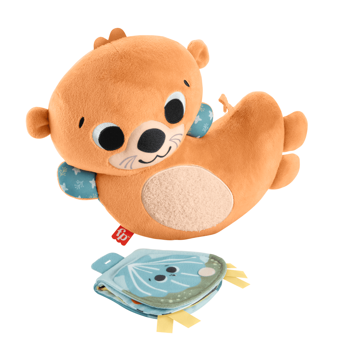 Fisher-Price 2-In-1 Rockin¡¯ Tummy Time Otter Plush Toy With Soft Book For Newborn Sensory Play