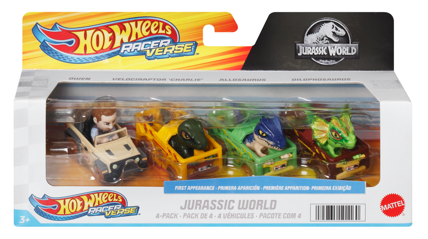 Hot Wheels  Racerverse  Coffret de 4V¨¦hicules  M¨¦tal  Jurassic World
