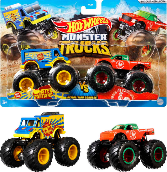 Hot Wheels Monster Trucks Ve¨ªculo de Brinquedo Pacote Surpresa 2 Carros Escala 1:64
